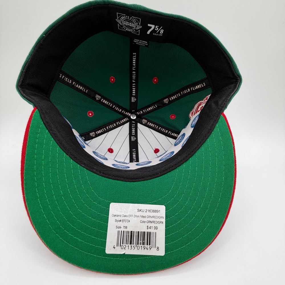 Oakland Oaks Logo Patch Ebbets Field Flannels ABA 2 Tone Fitted Hat 7 5/8 NEW - Picture 11 of 11